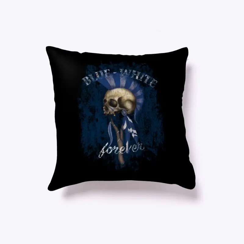 Blue White forever Indian Skull