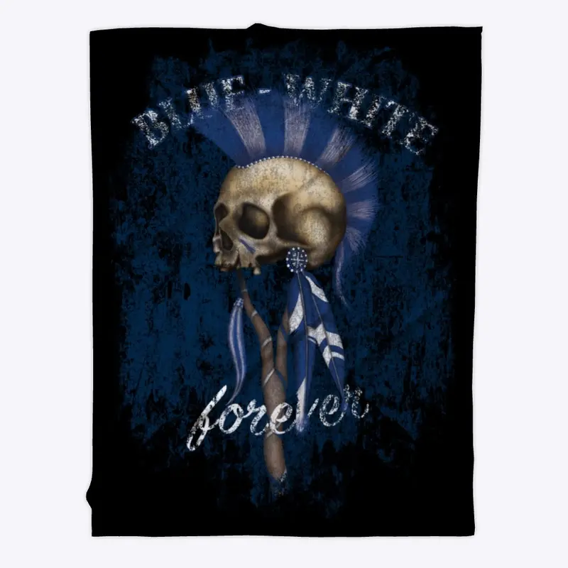 Blue White forever Indian Skull